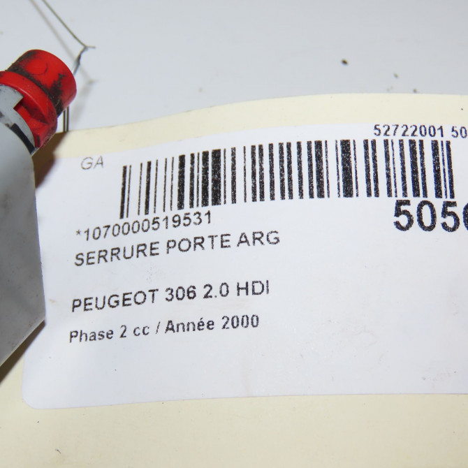 Serrure porte arg occasion PEUGEOT 306 Phase 2 04-1997->03-2002 2.0 HDI 913739 5