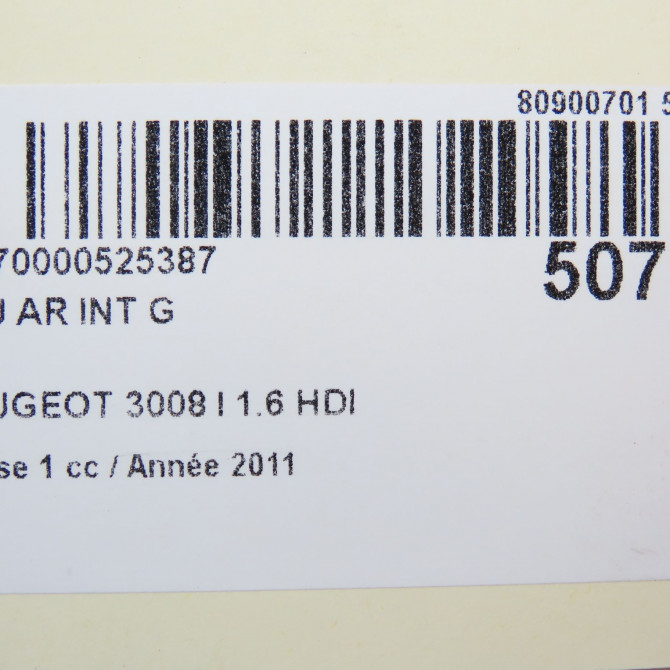 Feu arrière interieur gauche occasion PEUGEOT 3008 I Phase 1 04-2009->12-2013 1.6 HDI 112ch 6350HE 6