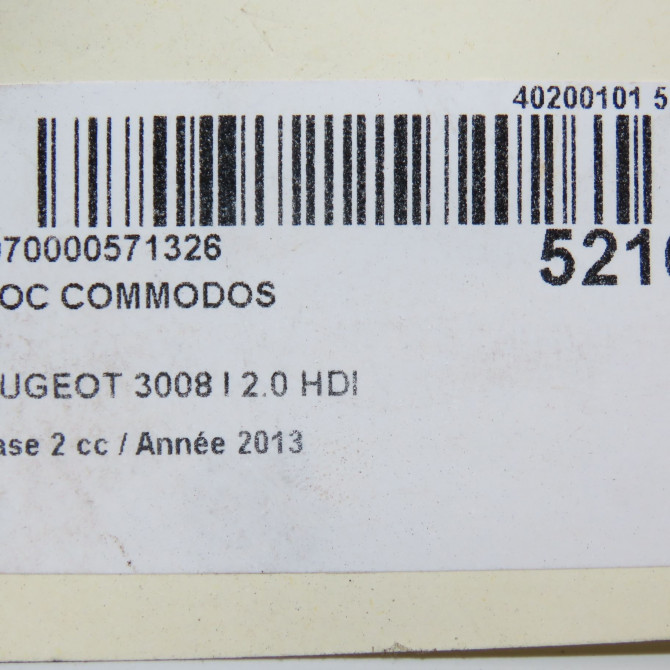 Bloc commodos occasion PEUGEOT 3008 I Phase 2 11-2013->... 2.0 HDI 150ch 7