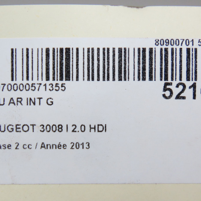 Feu arrière interieur gauche occasion PEUGEOT 3008 I Phase 2 11-2013->... 2.0 HDI 150ch 9805511380 5