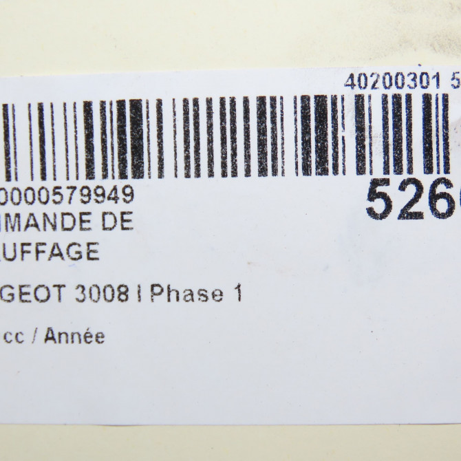 Commande de chauffage occasion PEUGEOT 3008 I Phase 1 04-2009->12-2013 6452W5 5