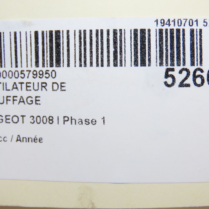 Ventilateur de chauffage occasion PEUGEOT 3008 I Phase 1 04-2009->12-2013 6441CP 7