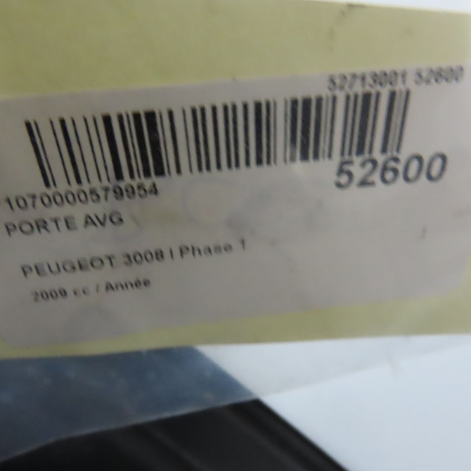 Porte avant gauche occasion PEUGEOT 3008 I Phase 1 04-2009->12-2013 9002AR 4