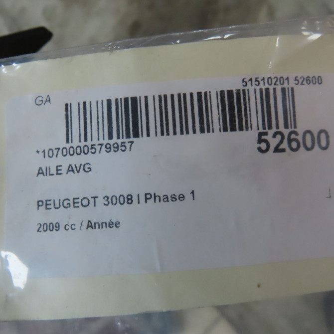 Aile avant gauche occasion PEUGEOT 3008 I Phase 1 04-2009->12-2013 7840W9 6