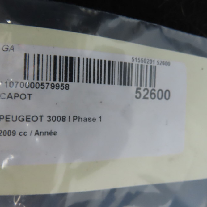 Capot occasion PEUGEOT 3008 I Phase 1 04-2009->12-2013 7901Q8 4