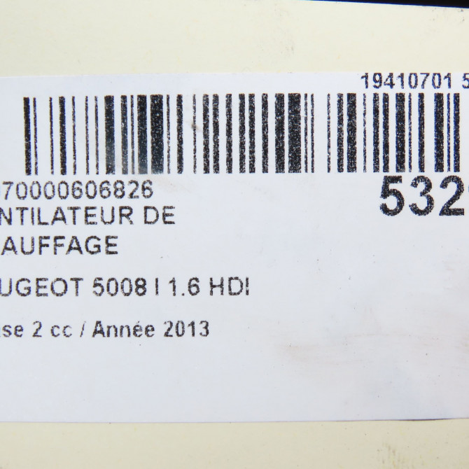 Ventilateur de chauffage occasion PEUGEOT 5008 I phase 2 09-2013->... 1.6 HDI 115ch 6441CP 7
