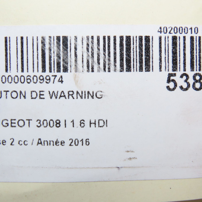 Bouton de warning occasion PEUGEOT 3008 I Phase 2 11-2013->... 1.6 HDI 120ch 96656495ZD 5