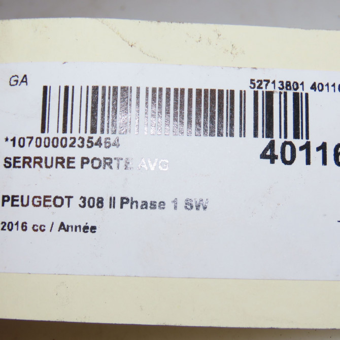 Serrure porte avg occasion PEUGEOT 308 II Phase 1 SW 02-2014->08-2017 9810309480 3