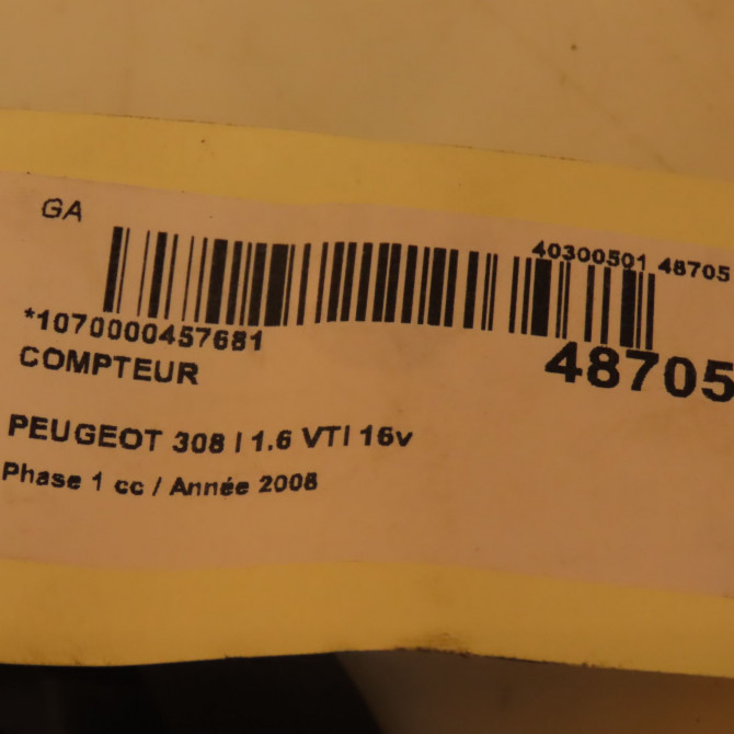 Compteur occasion PEUGEOT 308 I Phase 1 09-2007->03-2011 1.6 VTI 16v 120ch 9806132380 4