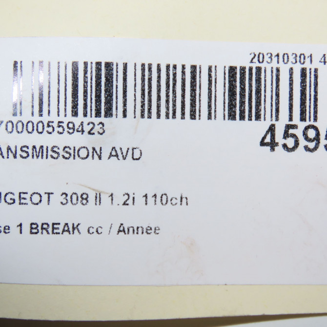 Transmission avant droite occasion  9806699780 6