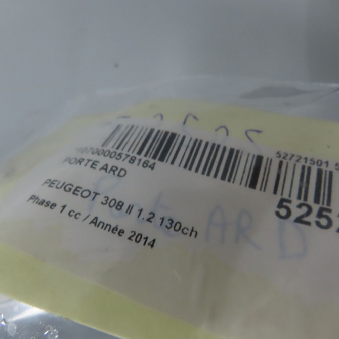 Porte arrière droite occasion PEUGEOT 308 II 308 II Phase 1 2013-06-01->2017-08-31 1.2 130ch 9802165580 5
