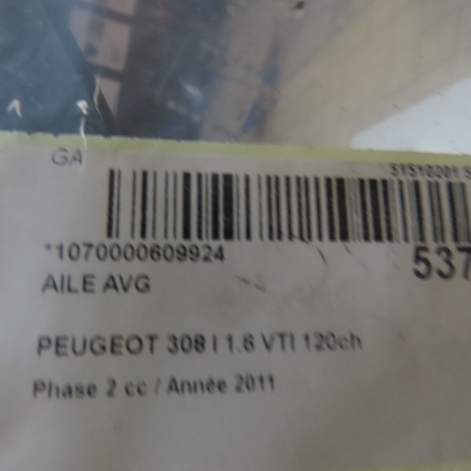 Aile avant gauche occasion PEUGEOT 308 I Phase 2 04-2011->12-2014 1.6 VTI 120ch 7840W1 4