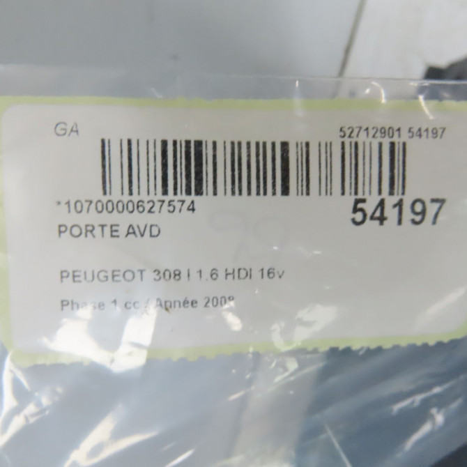 Porte avant droite occasion PEUGEOT 308 I Phase 1 09-2007->03-2011 1.6 HDI 16v 110ch 9004CC 5