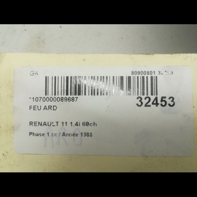 Feu arrière droit occasion RENAULT 11 Phase 1 04-1983->06-1989 1.4i 68ch 3
