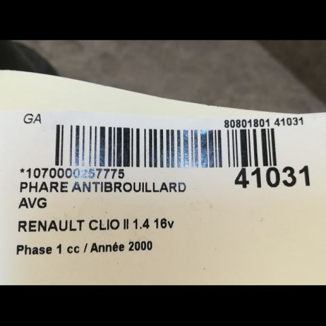 Phare antibrouillard avant gauche occasion RENAULT CLIO II Phase 1 03-1998->06-2001 1.4 16v 7701205665 3