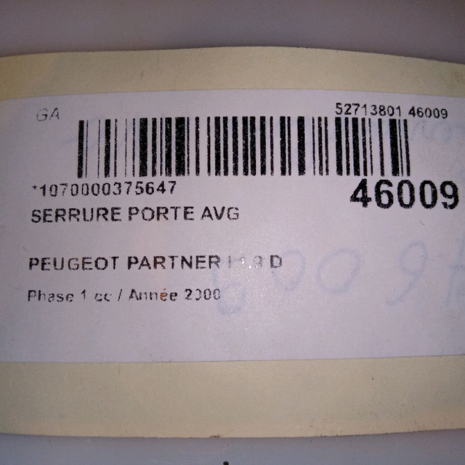 Serrure porte avg occasion PEUGEOT PARTNER I Phase 1 01-1997->12-2002 1.9 D 9135P1 5