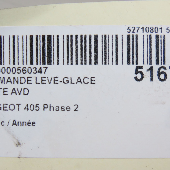 Commande lève-glace porte avant droite occasion PEUGEOT 405 Phase 2 07-1992->06-1996 6552W3 4
