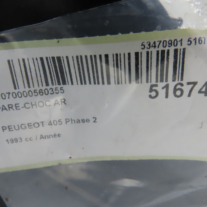 Pare-choc arrière occasion PEUGEOT 405 Phase 2 07-1992->06-1996 7410A4 7