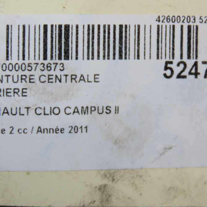 Ceinture centrale arriere occasion RENAULT CLIO CAMPUS II Phase 2 07-2009->12-2012 1.5 DCI 85ch 8200620390 4