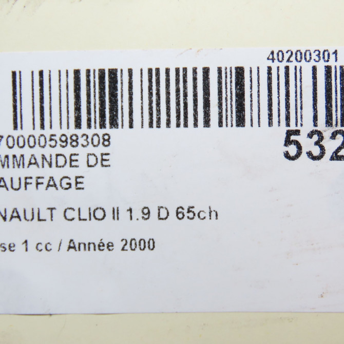 Commande de chauffage occasion RENAULT CLIO II Phase 1 03-1998->06-2001 1.9 D 65ch 7701051263 5
