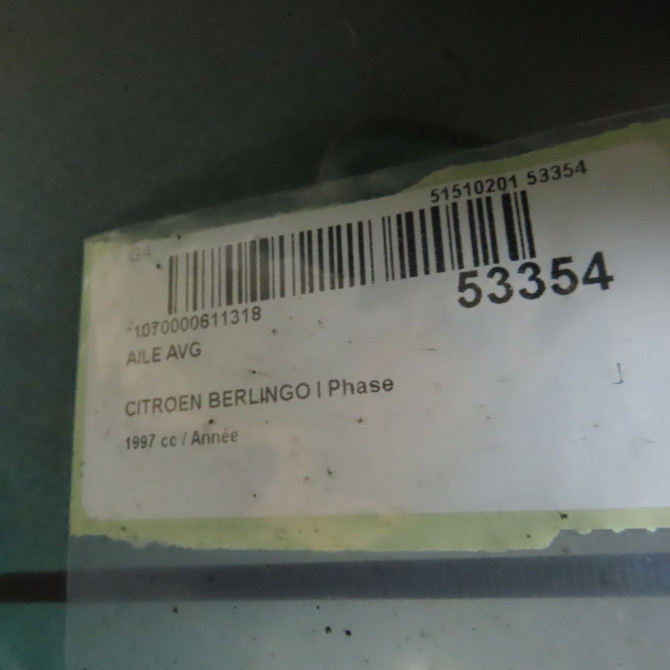 Aile avant gauche occasion CITROEN BERLINGO I Phase 1 09-1996->11-2002 7840H5 7