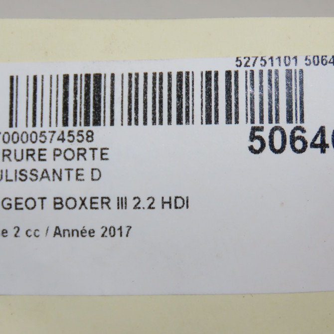 Serrure porte coulissante d occasion PEUGEOT BOXER III Phase 1 04-1995->04-1999 2.2 HDI 130ch 1633563680 6