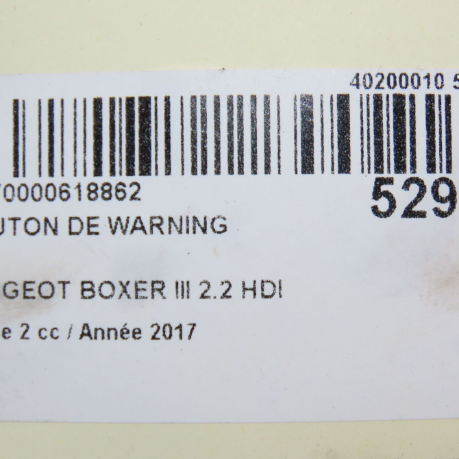 Bouton de warning occasion PEUGEOT BOXER III Phase 1 04-1995->04-1999 2.2 HDI 130ch 1612506680 6