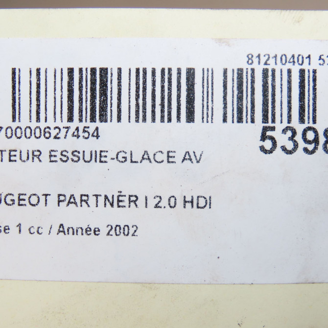 Moteur essuie-glace avant occasion PEUGEOT PARTNER I Phase 1 01-1997->12-2002 2.0 HDI 6405L1 6