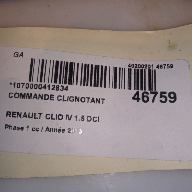 Commande clignotant occasion RENAULT CLIO IV Phase 1 07-2012->... 1.5 DCI 90ch 255405718R 5