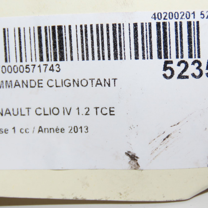 Commande clignotant occasion RENAULT CLIO IV Phase 1 07-2012->... 1.2 TCE 120ch 255405617R 6