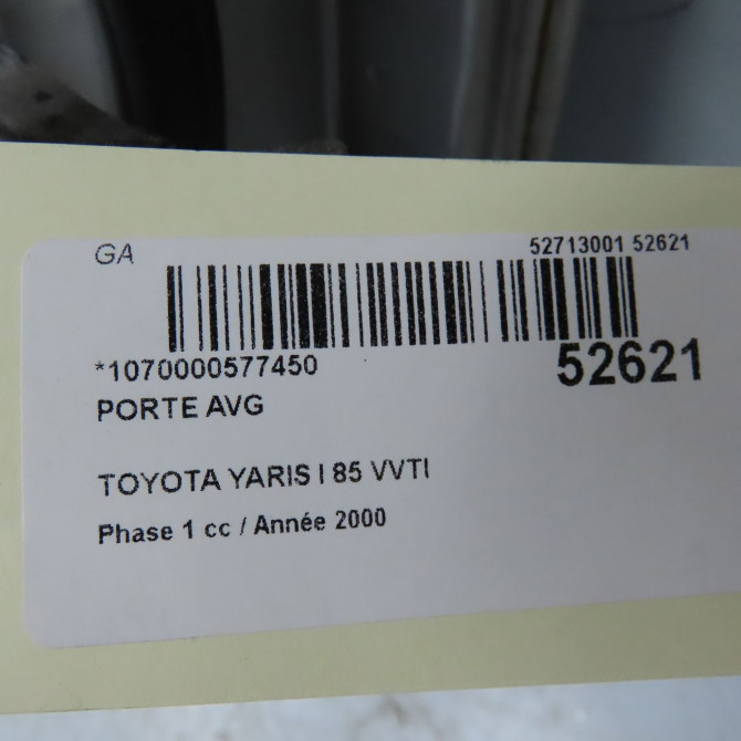 Porte avant gauche occasion TOYOTA YARIS I Phase 1 04-1999->03-2003 85 VVTI 6700252021 4