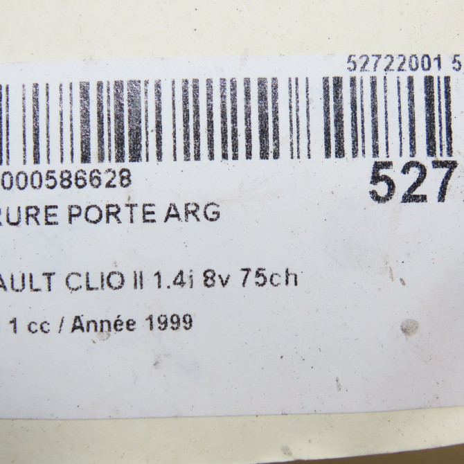 Serrure porte arg occasion RENAULT CLIO II Phase 1 03-1998->06-2001 1.4i 8v 75ch 7701469940 6