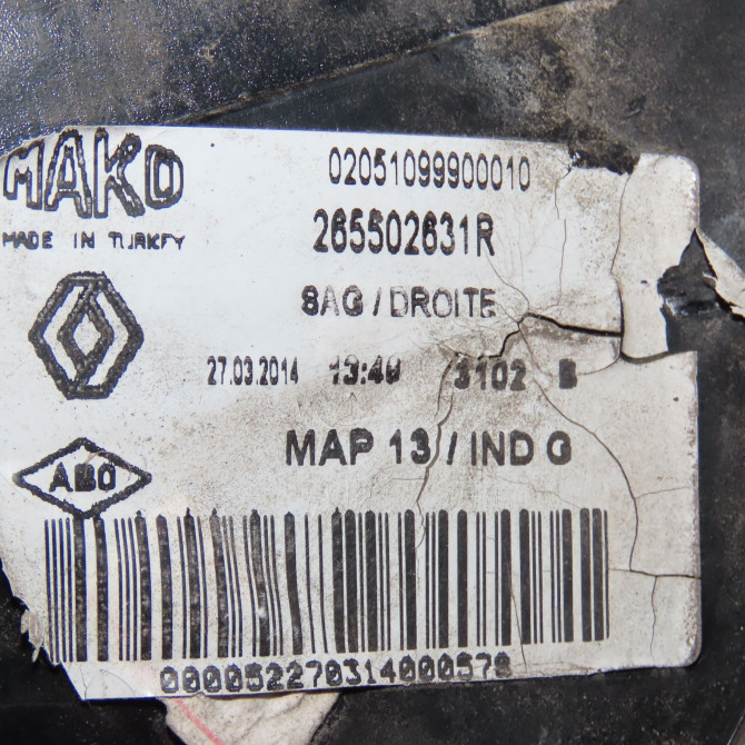 Feu arrière droit occasion RENAULT CLIO IV Phase 1 07-2012->... 1.5 DCI 75ch 265502631R 4