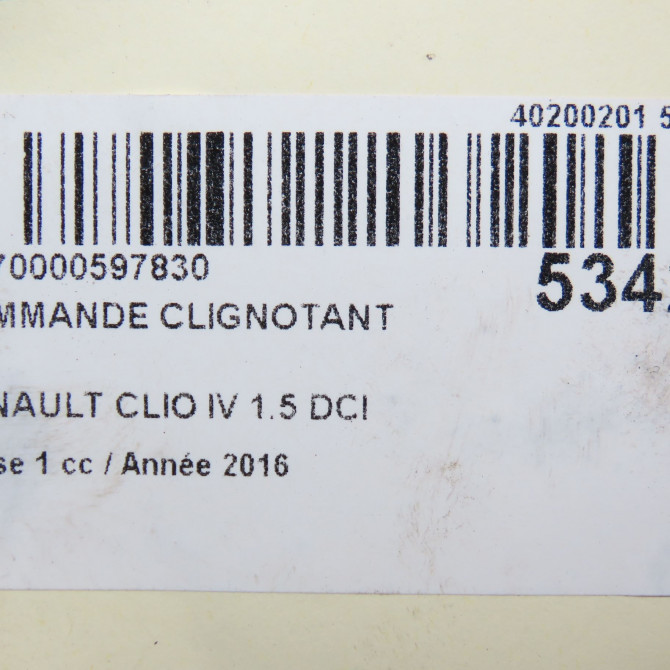 Commande clignotant occasion RENAULT CLIO IV Phase 1 07-2012->... 1.5 DCI 90ch 255405718R 5