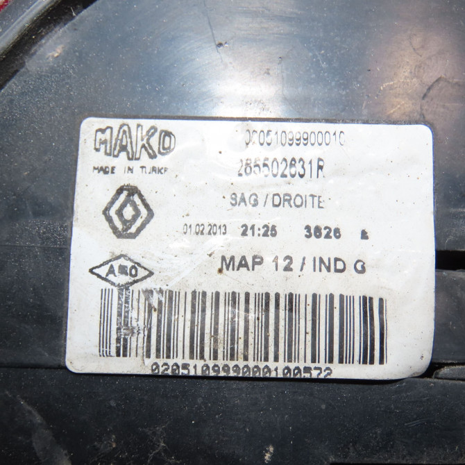 Feu arrière droit occasion RENAULT CLIO IV Phase 1 07-2012->... 1.5 DCI 75ch 265502631R 3