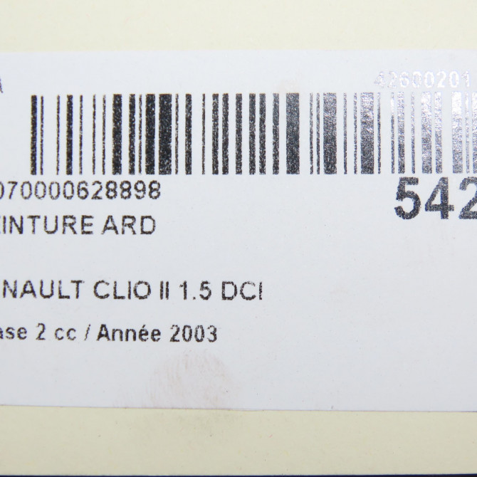 Ceinture arrière droite occasion RENAULT CLIO II Phase 2 06-2001->07-2006 1.5 DCI 80ch 8200282151 5