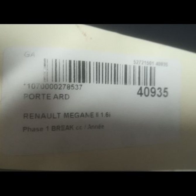 Porte arrière droite occasion RENAULT MEGANE II Phase 1 04-1995->04-1999 1.6i 113ch 7751475037 3