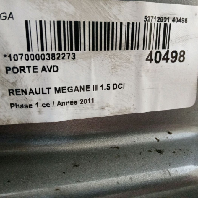 Porte avant droite occasion RENAULT MEGANE III Phase 1 11-2008->01-2012 1.5 DCI 110ch 801006560R 3