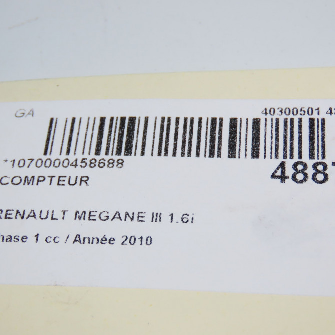 Compteur occasion RENAULT MEGANE III Phase 1 11-2008->01-2012 1.6i 16v 110ch 248104902R 7