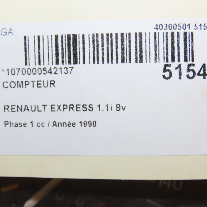 Compteur occasion RENAULT EXPRESS Phase 1 11-1985->09-1994 1.1i 8v 45ch 7700782934 4