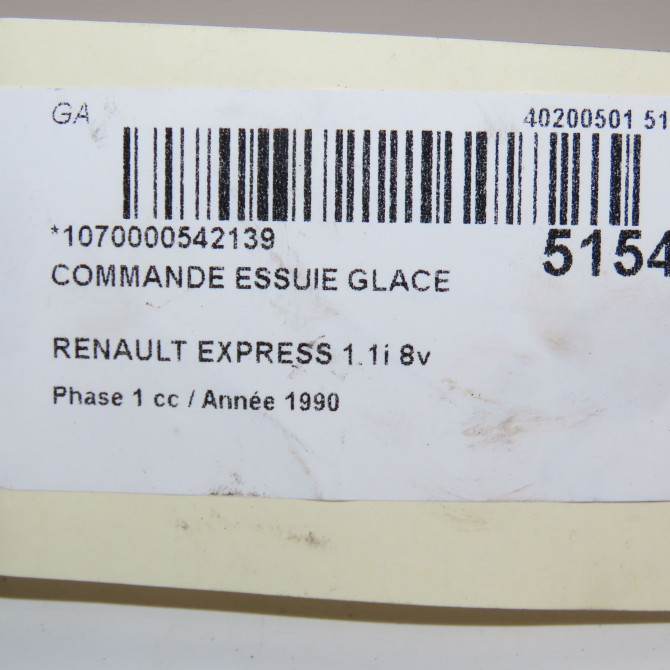 Commande essuie glace occasion RENAULT EXPRESS Phase 1 11-1985->09-1994 1.1i 8v 45ch 7701349417 5