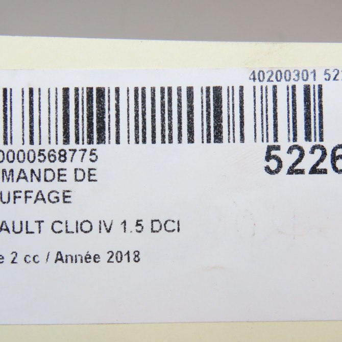 Commande de chauffage occasion RENAULT CLIO IV Phase 2 08-2016->... 1.5 DCI 75ch 275100638R 6
