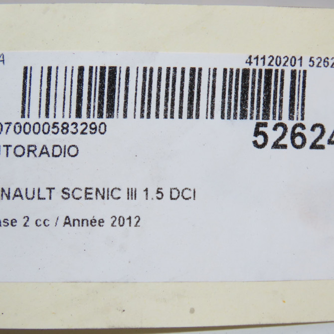 Autoradio occasion RENAULT SCENIC III Phase 2 12-2011->03-2013 1.5 DCI 110ch 281153992R 7