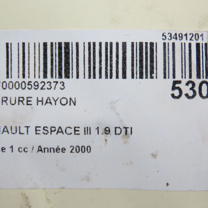 Serrure hayon occasion RENAULT ESPACE III Phase 1 12-1996->09-2002 1.9 DTI 6025302108 6