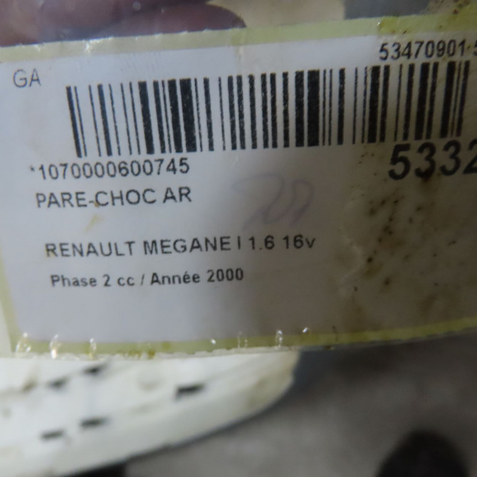 Pare-choc arrière occasion RENAULT MEGANE I Phase 2 03-1999->06-2003 1.6 16v 850220581R 8