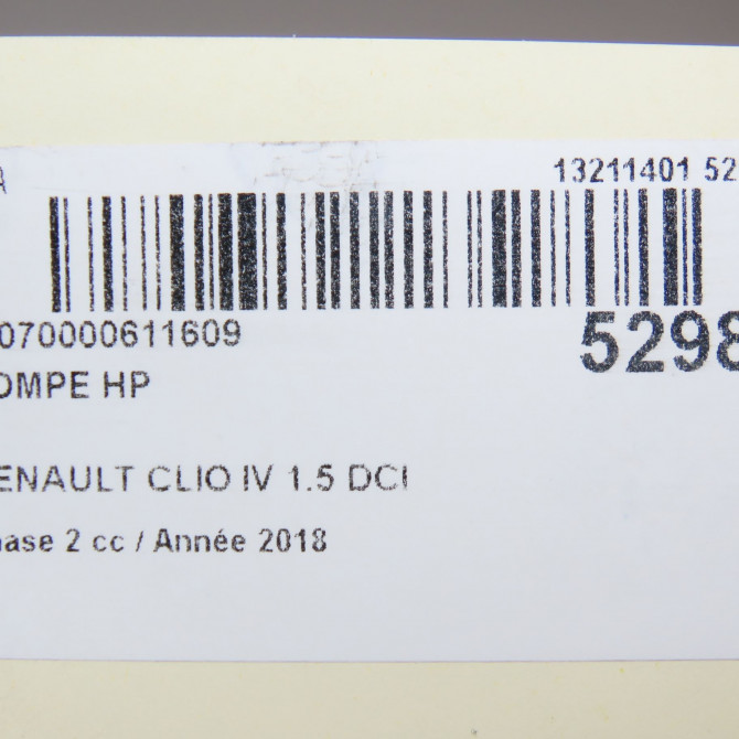 Pompe hp occasion RENAULT CLIO IV Phase 2 08-2016->... 1.5 DCI 90ch 8