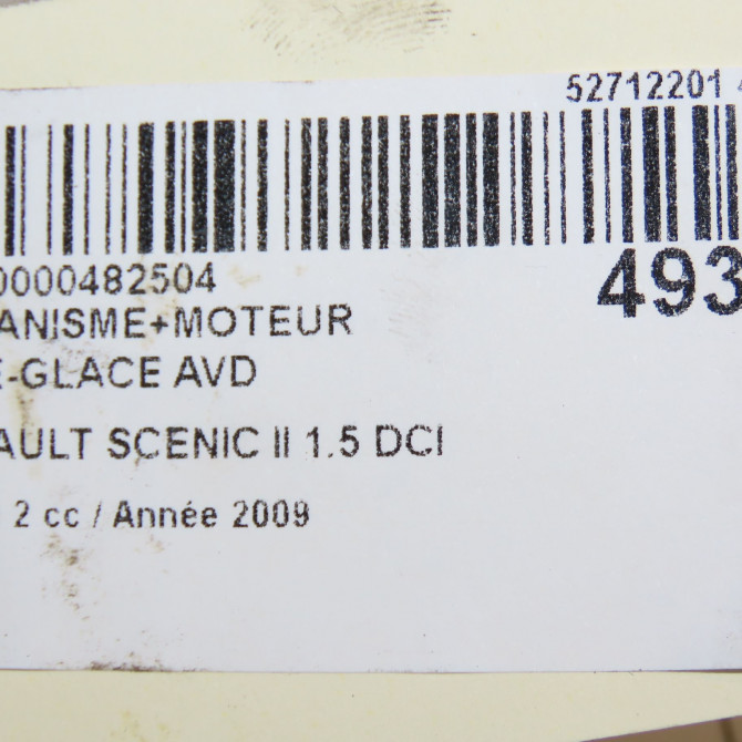 Mecanisme + moteur lève-glace avant droit occasion RENAULT SCENIC II Phase 2 09-2006->04-2009 1.5 DCI 105ch 8201010936 7