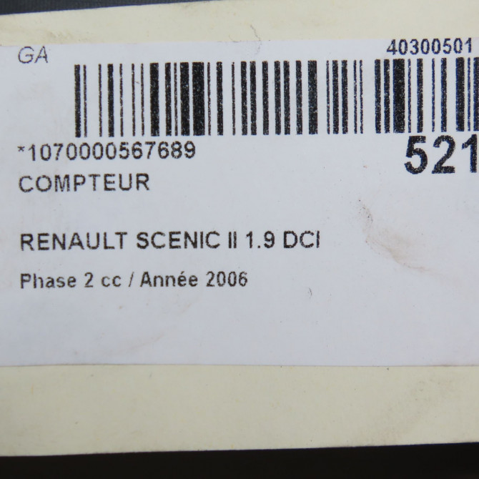 Compteur occasion RENAULT SCENIC II Phase 2 09-2006->04-2009 1.9 DCI 130ch 8200704464 5