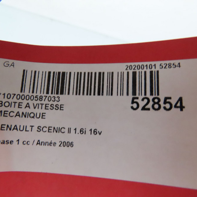 Boîte à vitesse mecanique occasion RENAULT SCENIC II Phase 1 03-2004->09-2006 1.6i 16v 7701723238 7