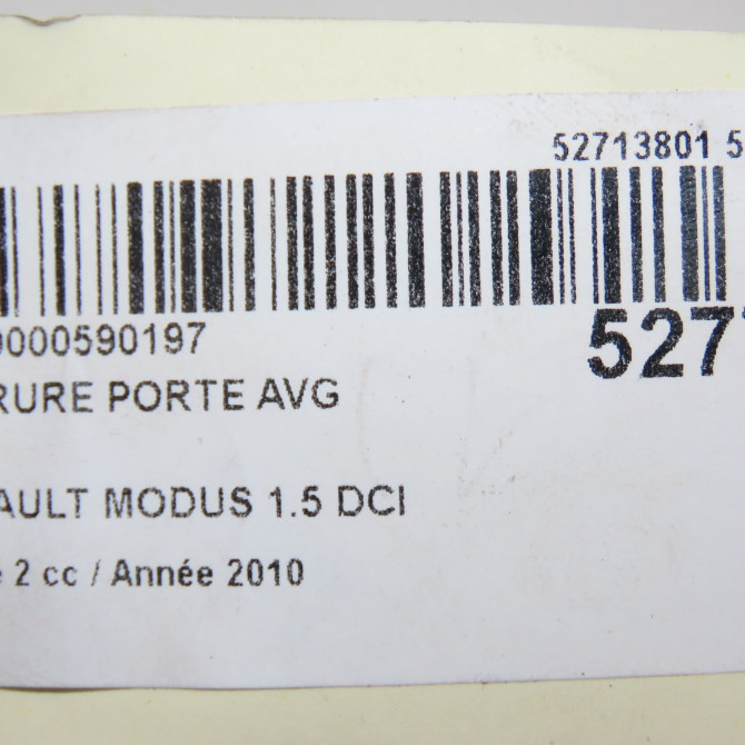 Serrure porte avg occasion RENAULT MODUS Phase 2 01-2008->12-2012 1.5 DCI 85ch 8200219246 7
